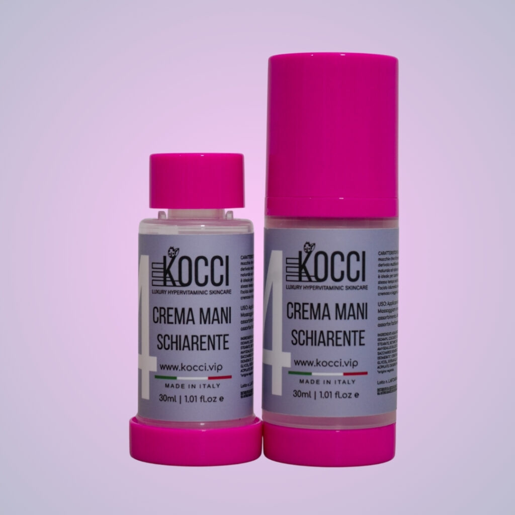 Crema mani schiarente Kocci VIP - Trattamento ipervitaminico anti-macchie per mani giovani e luminose